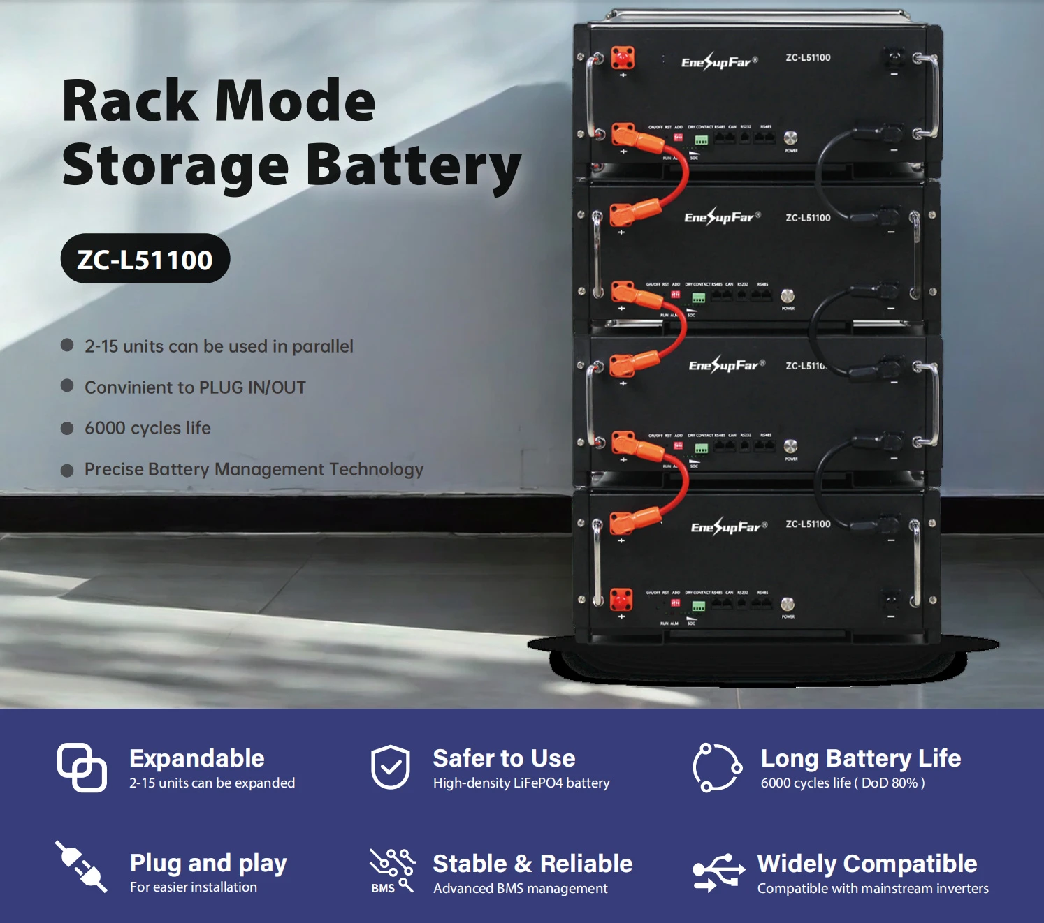 512V100AH stackable home storage battery 512V100AH stackable home storage battery